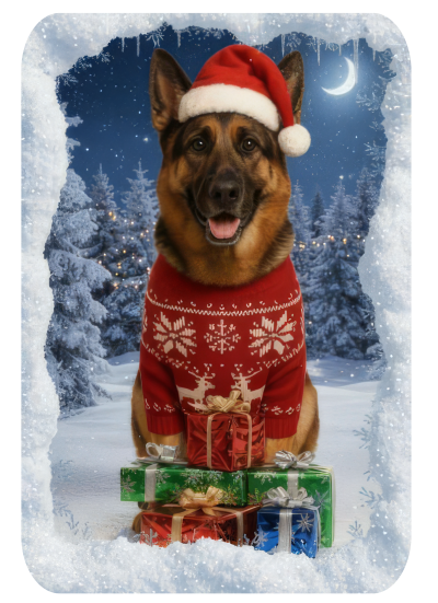 Vánoční tričko s Německým ovčákem dámské1